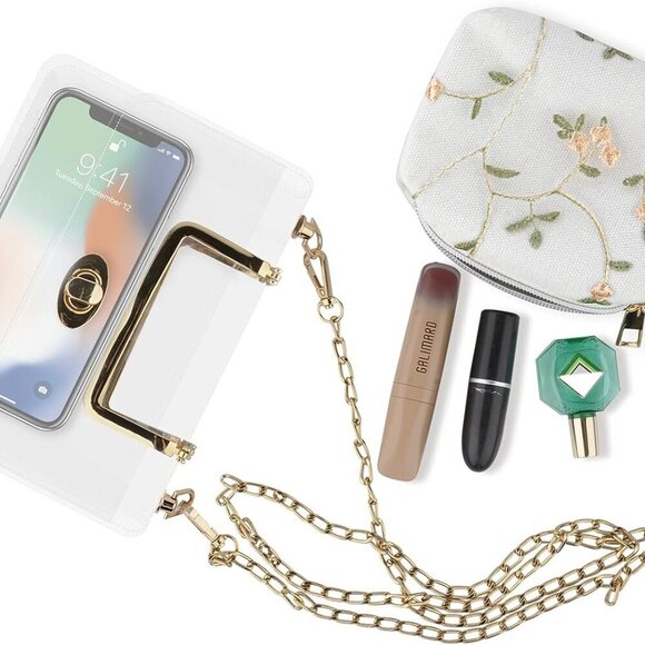 Clear Shoulder Bag Purse with Zipper Pouch Crossbody Handbag for Women - Picture 6 of 7